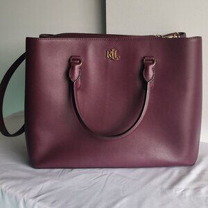 Lauren Ralph Lauren Leather Large Marcy Satchel, Bordeaux